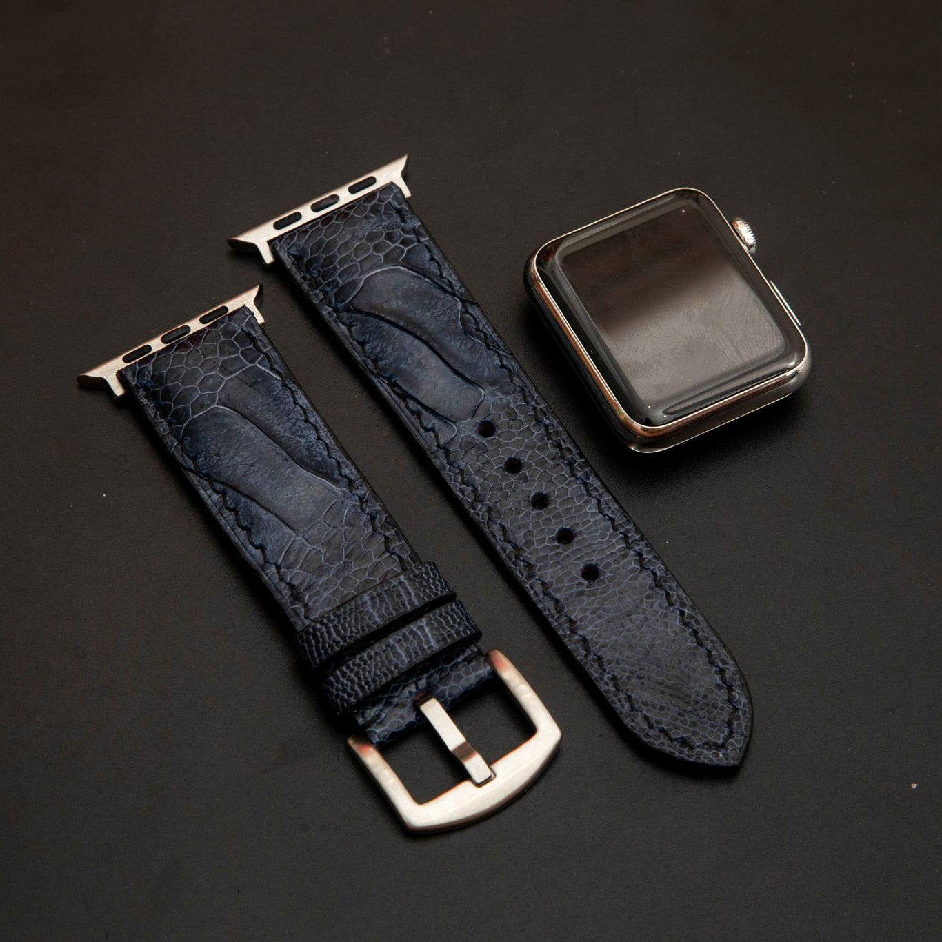 BLUE OSTRICH LEATHER STRAP