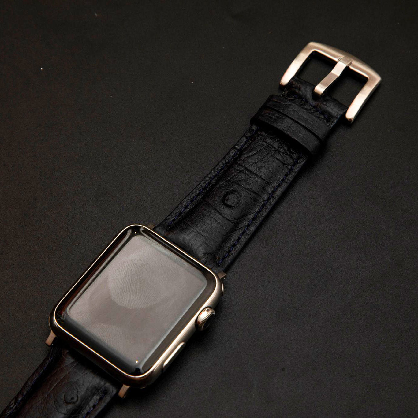 BLACK OSTRICH LEATHER STRAP