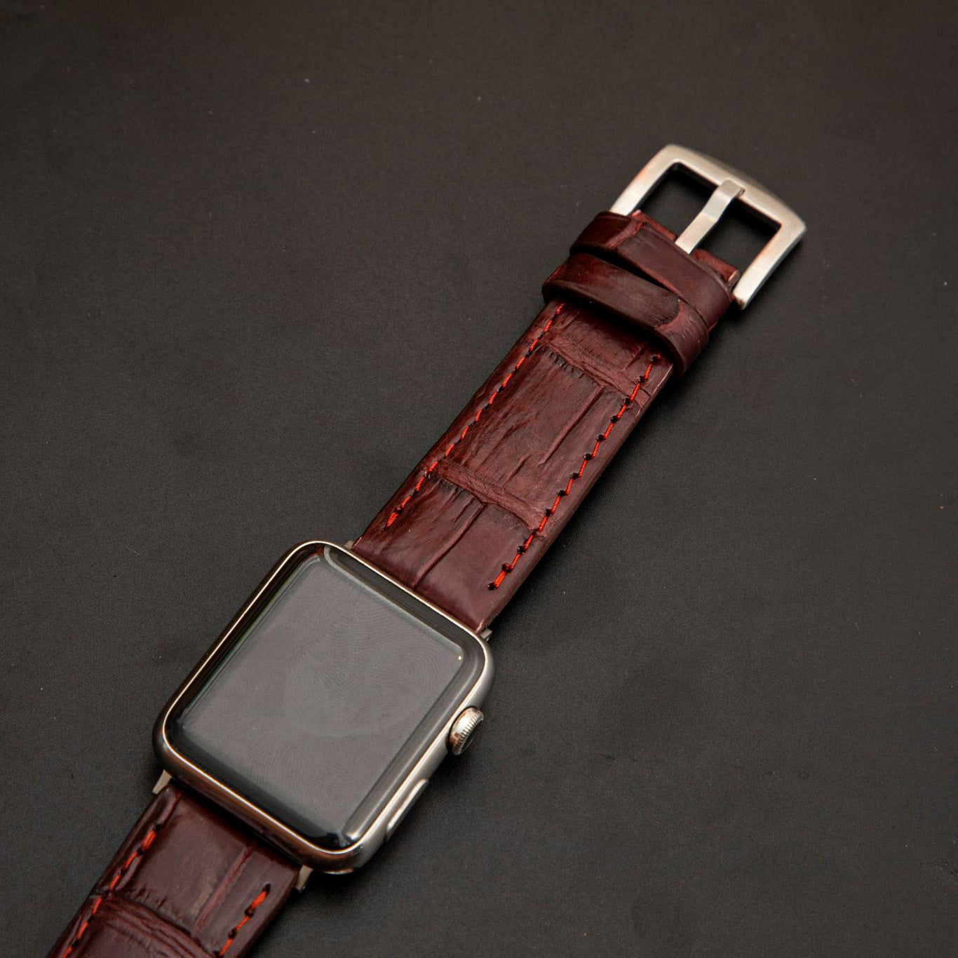 RED CROCODILE BELLY LEATHER STRAP