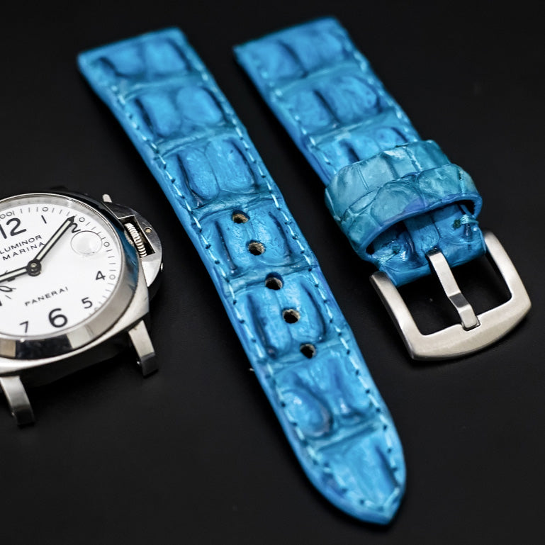 BLUE CROCODILE HORNBACK LEATHER STRAP