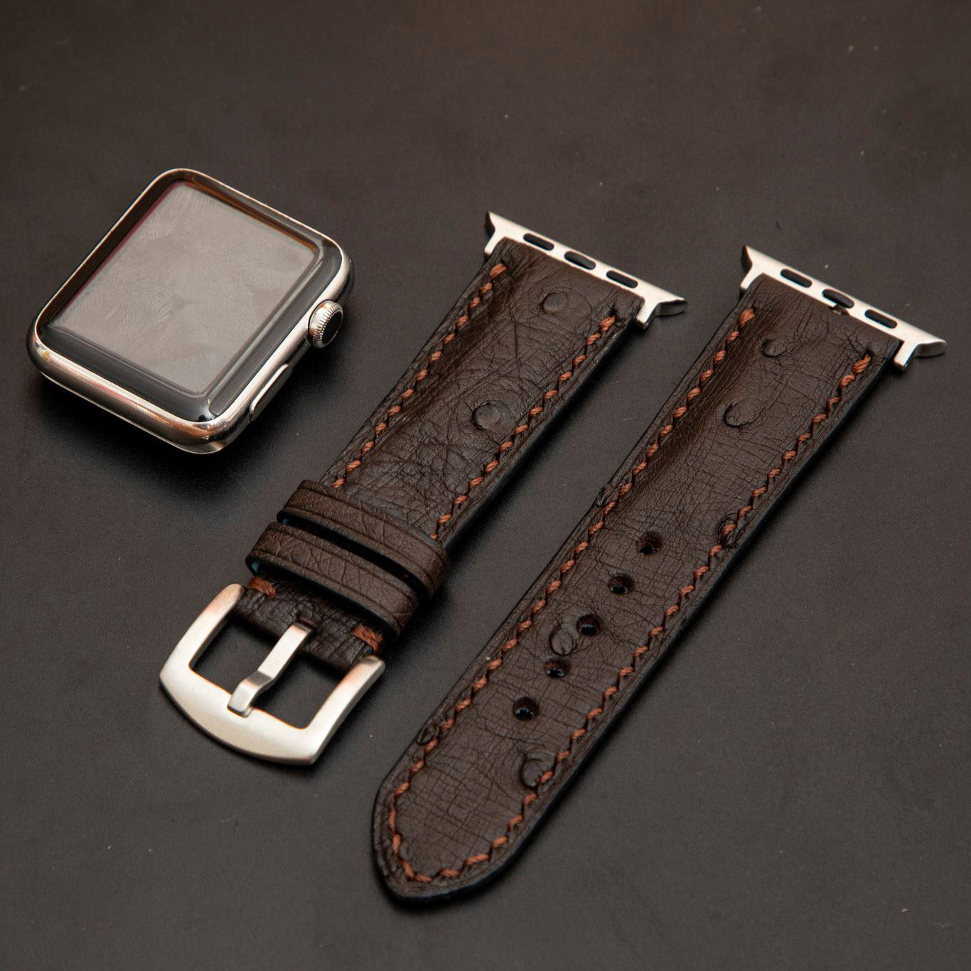 BROWN OSTRICH LEATHER STRAP