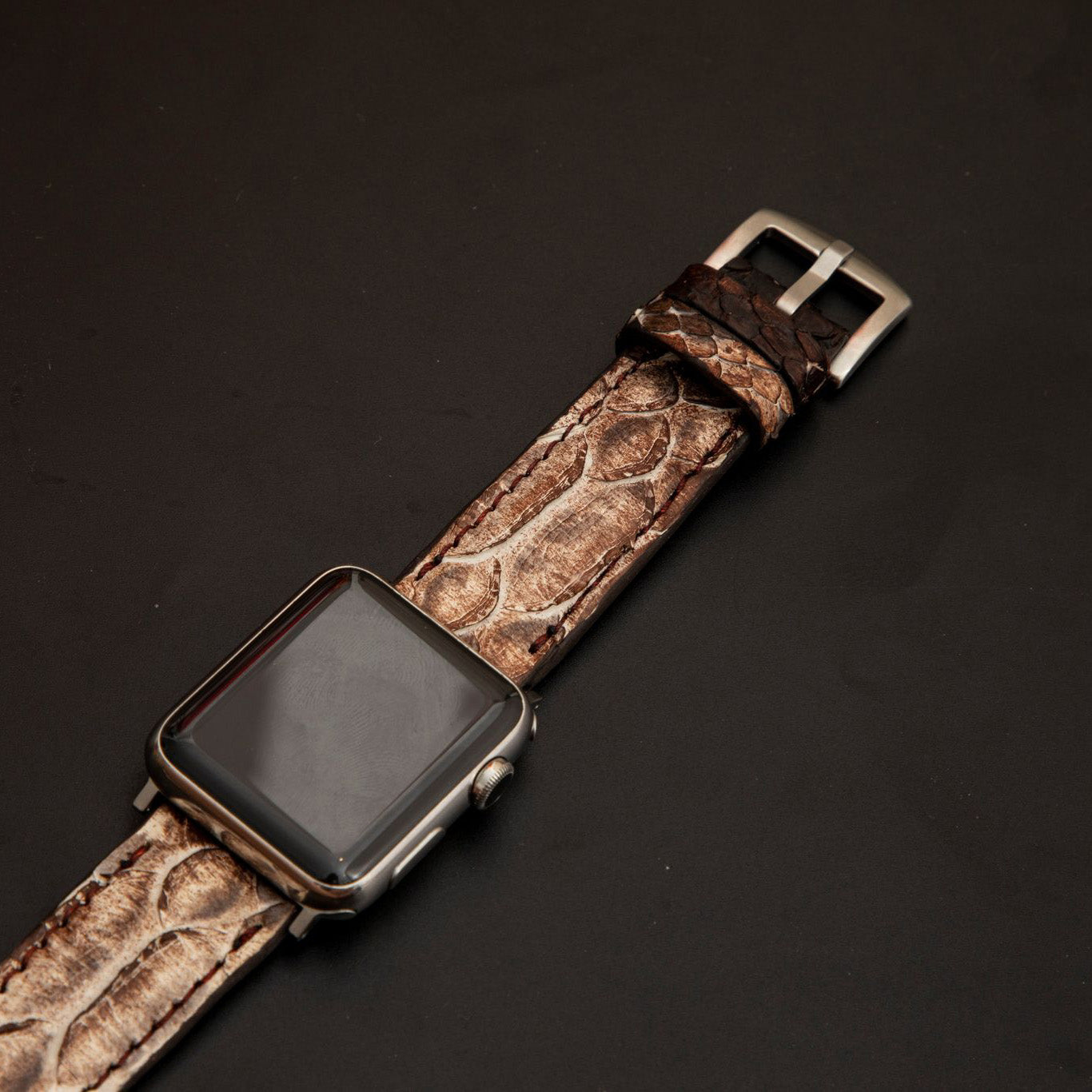 WHITE&BROWN PYTHON LEATHER STRAP