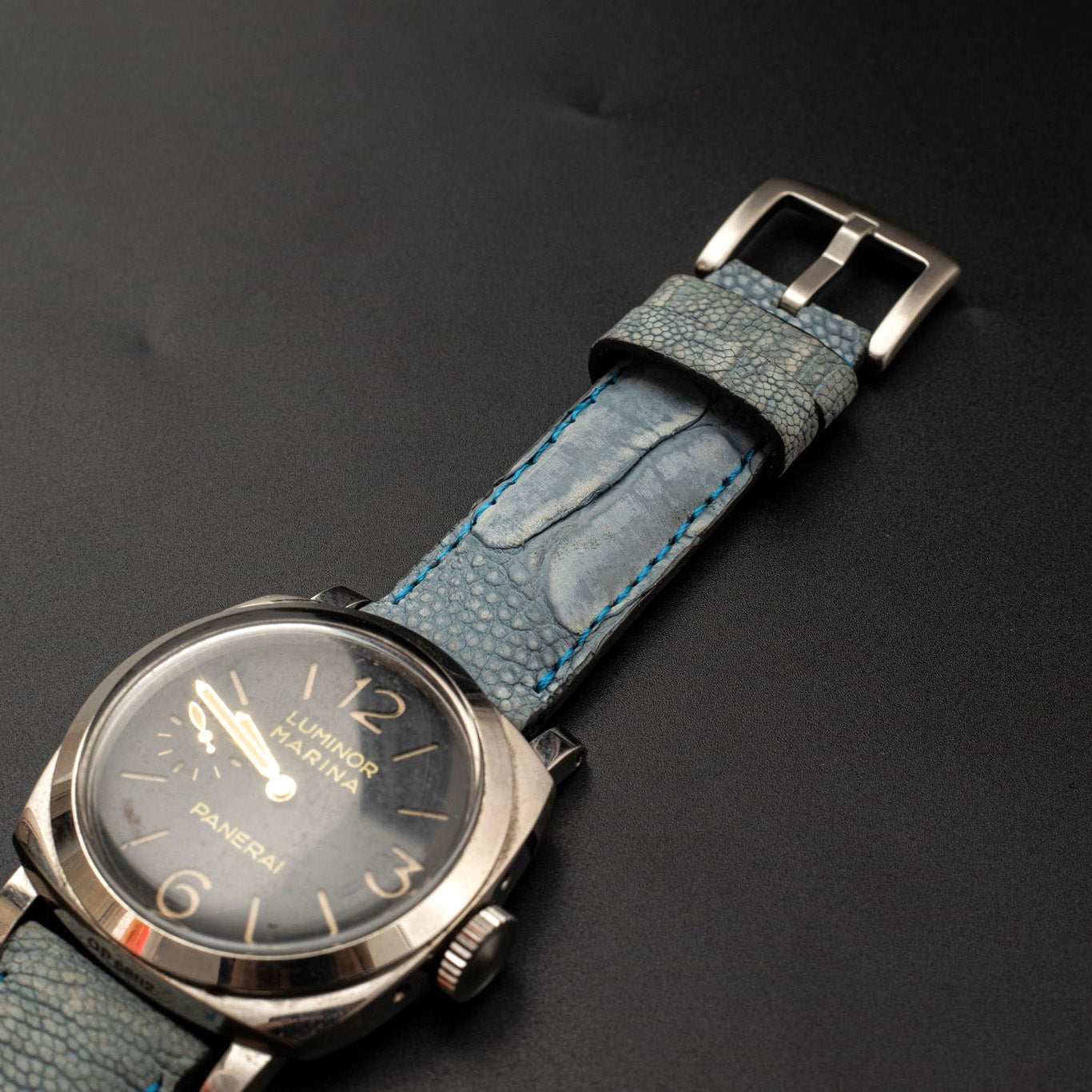 BLUE OSTRICH LEATHER STRAP