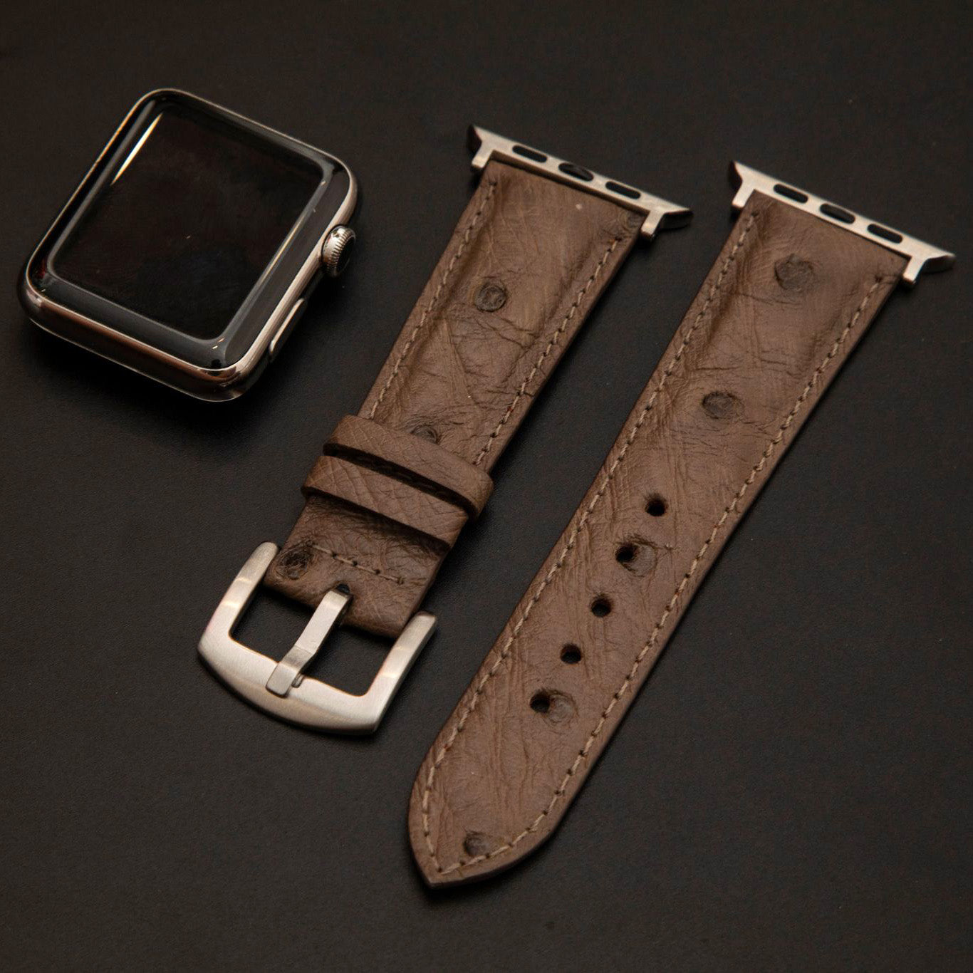 BROWN OSTRICH LEATHER STRAP