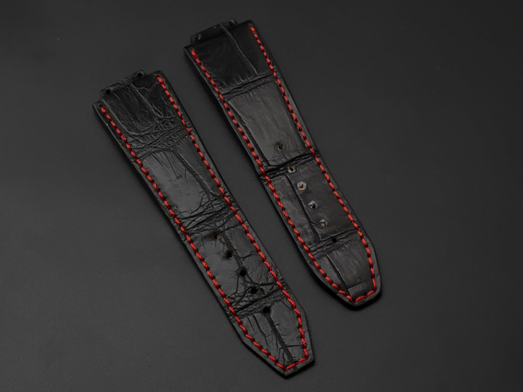 BLACK CROCODILE BELLY LEATHER STRAP - Lac Crado
