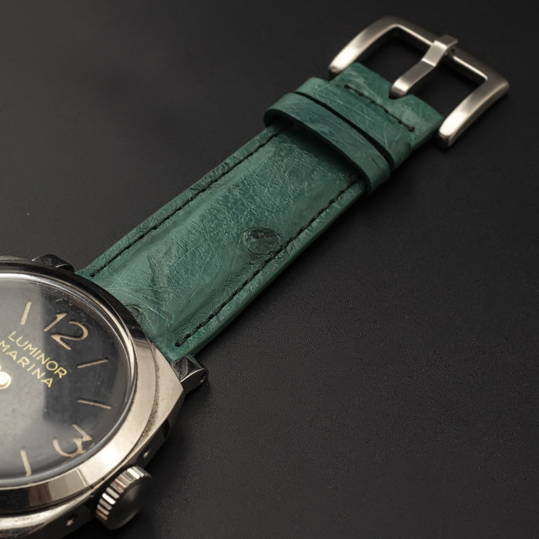 GREEN OSTRICH LEATHER STRAP