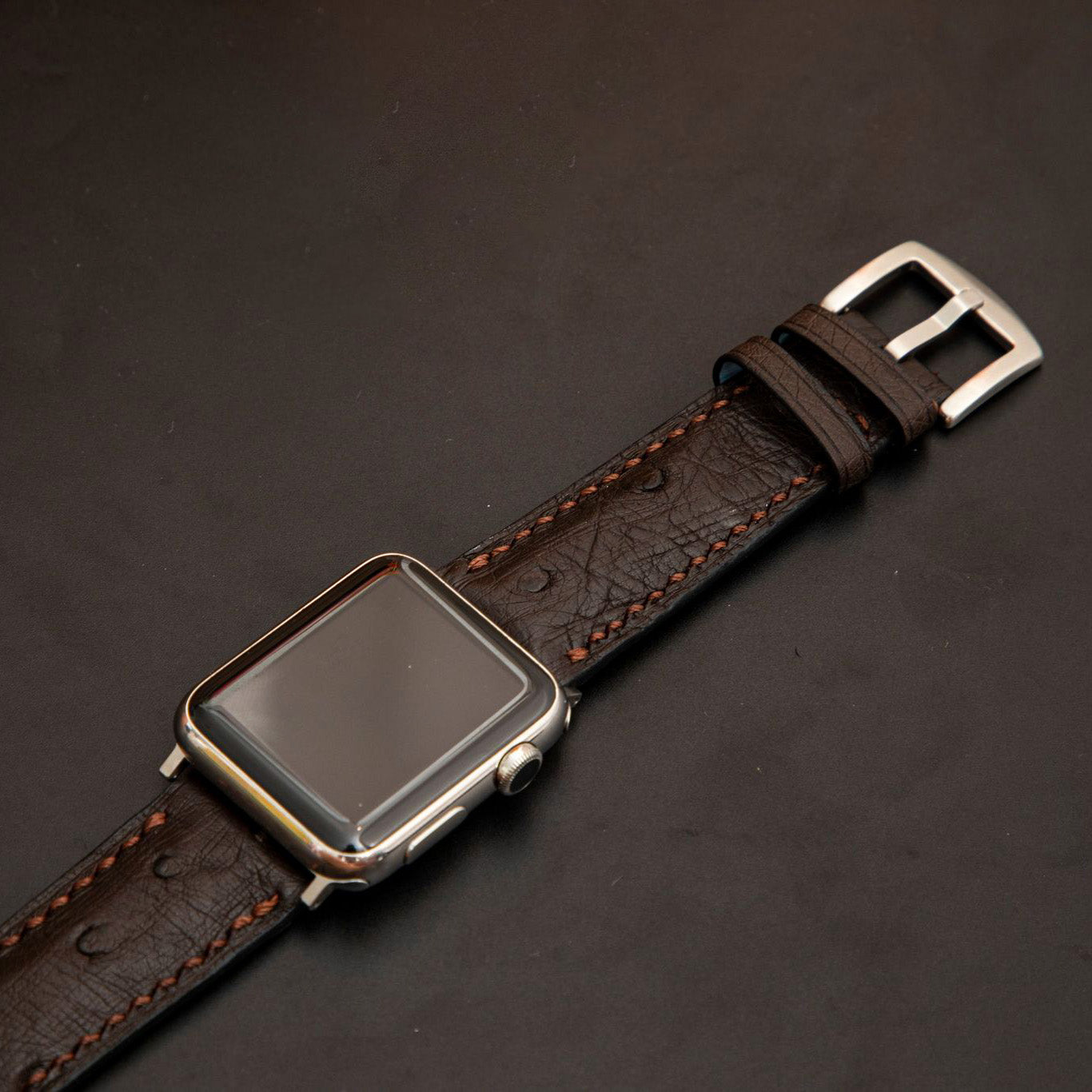 BROWN OSTRICH LEATHER STRAP