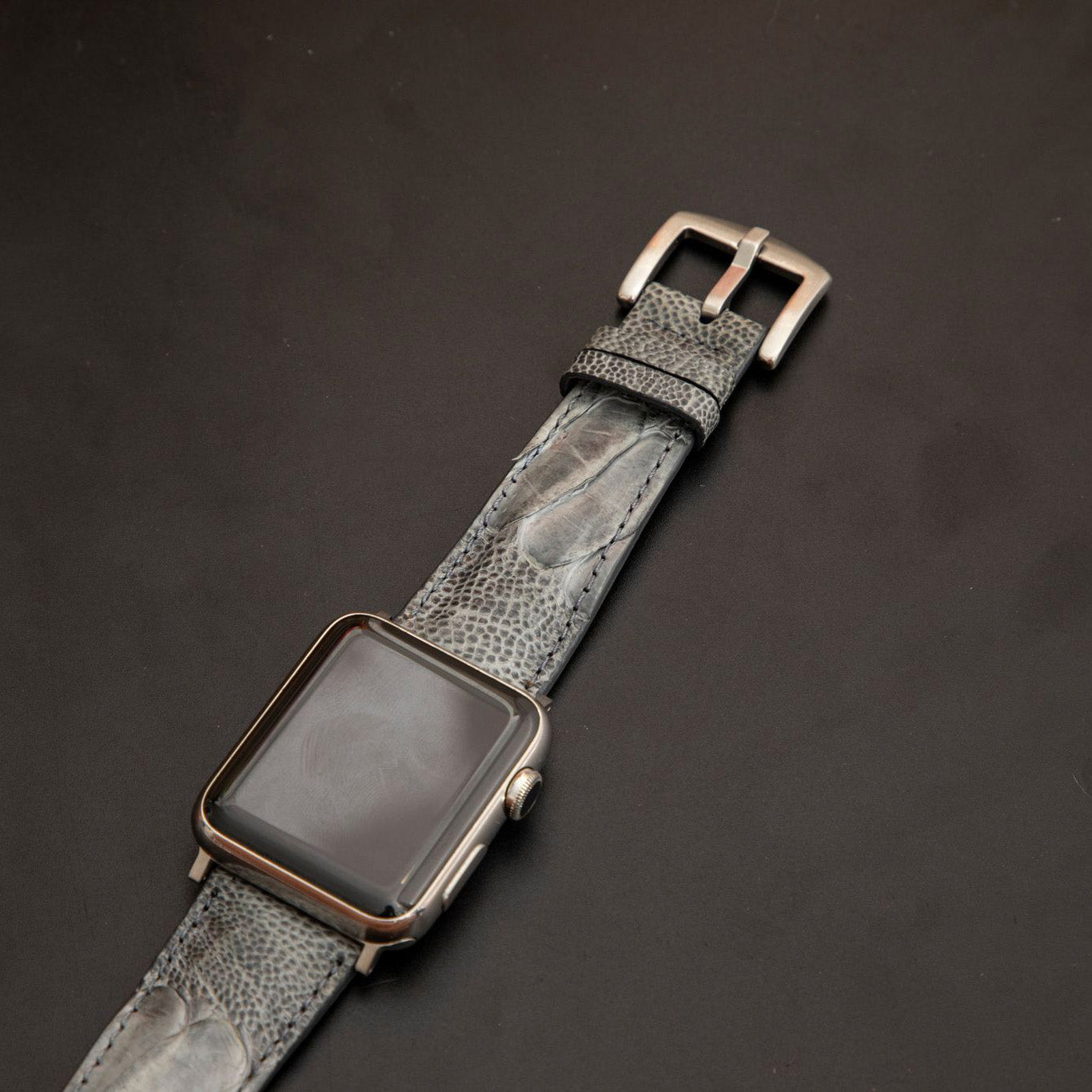 GREY OSTRICH LEATHER STRAP
