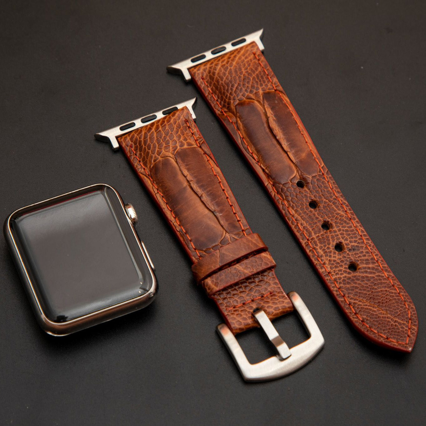 BROWN OSTRICH LEATHER STRAP