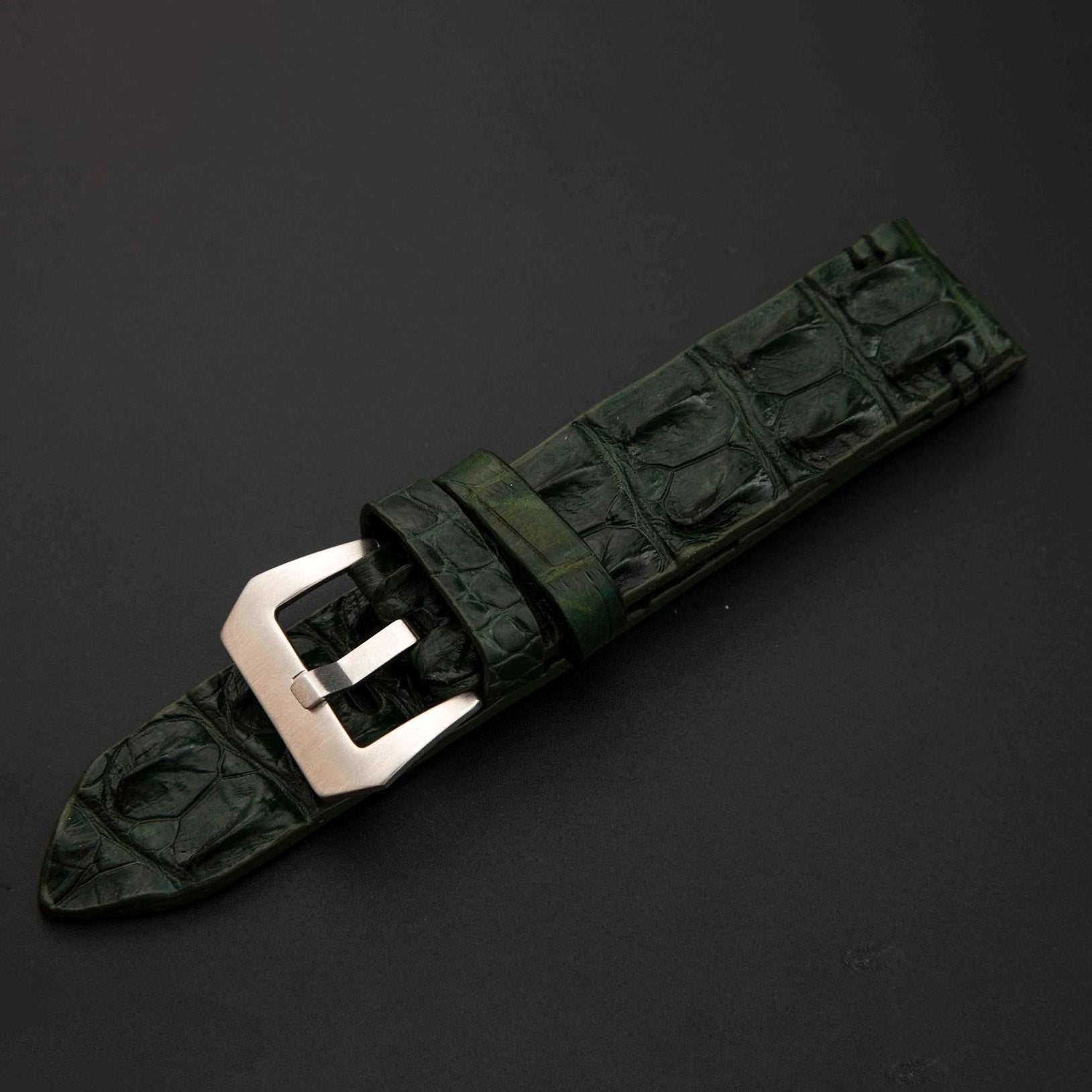 GREEN CROCODILE HORNBACK LEATHER STRAP