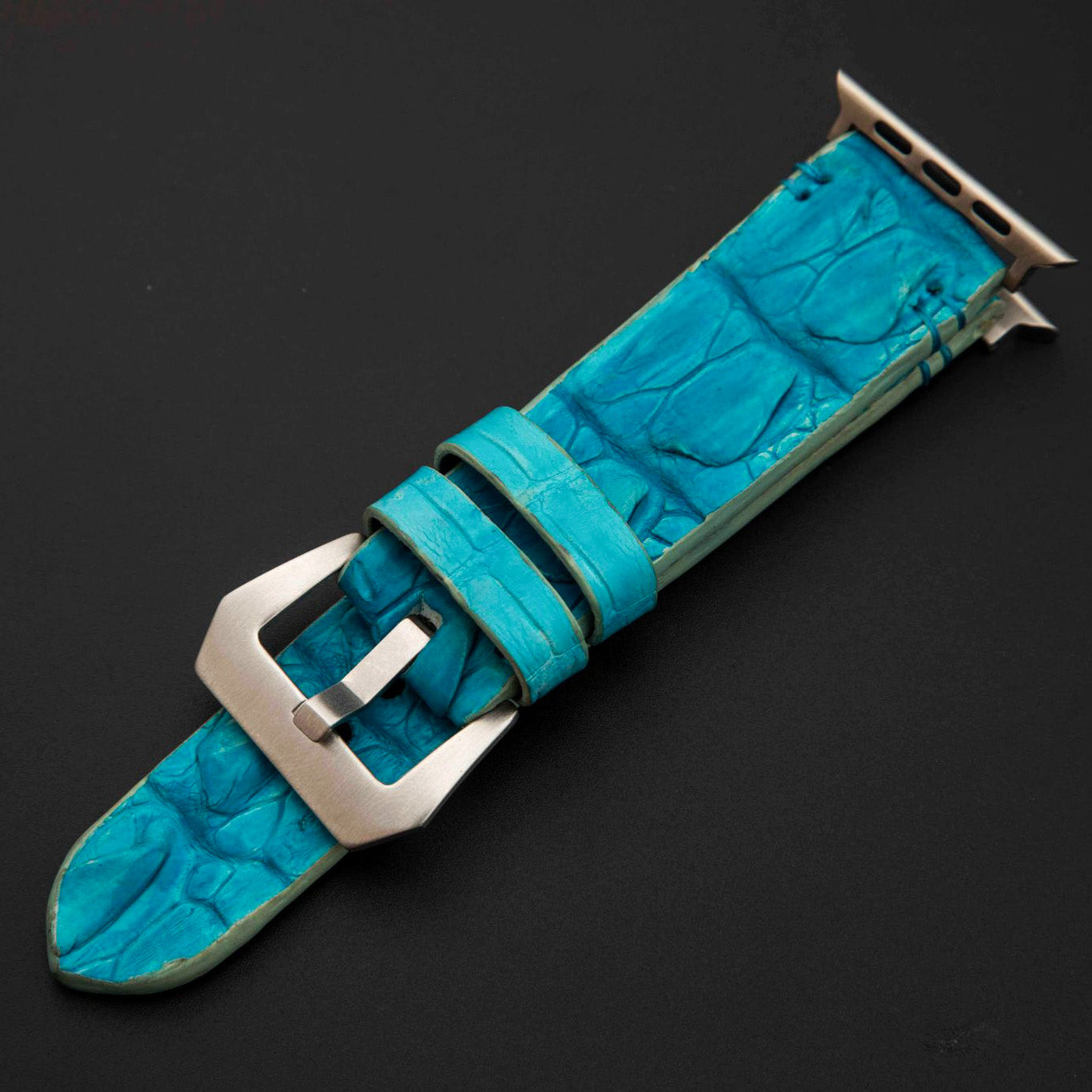 BLUE CROCODILE HORNBACK LEATHER STRAP