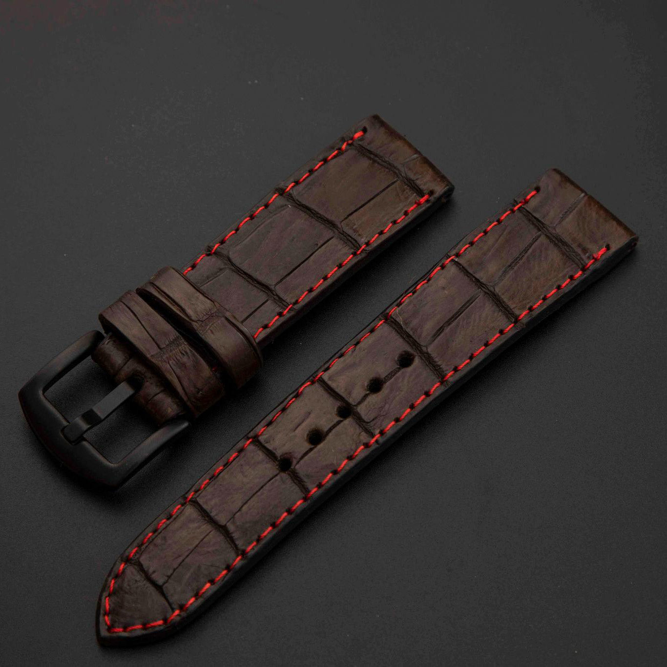 BROWN CROCODILE BELLY LEATHER STRAP