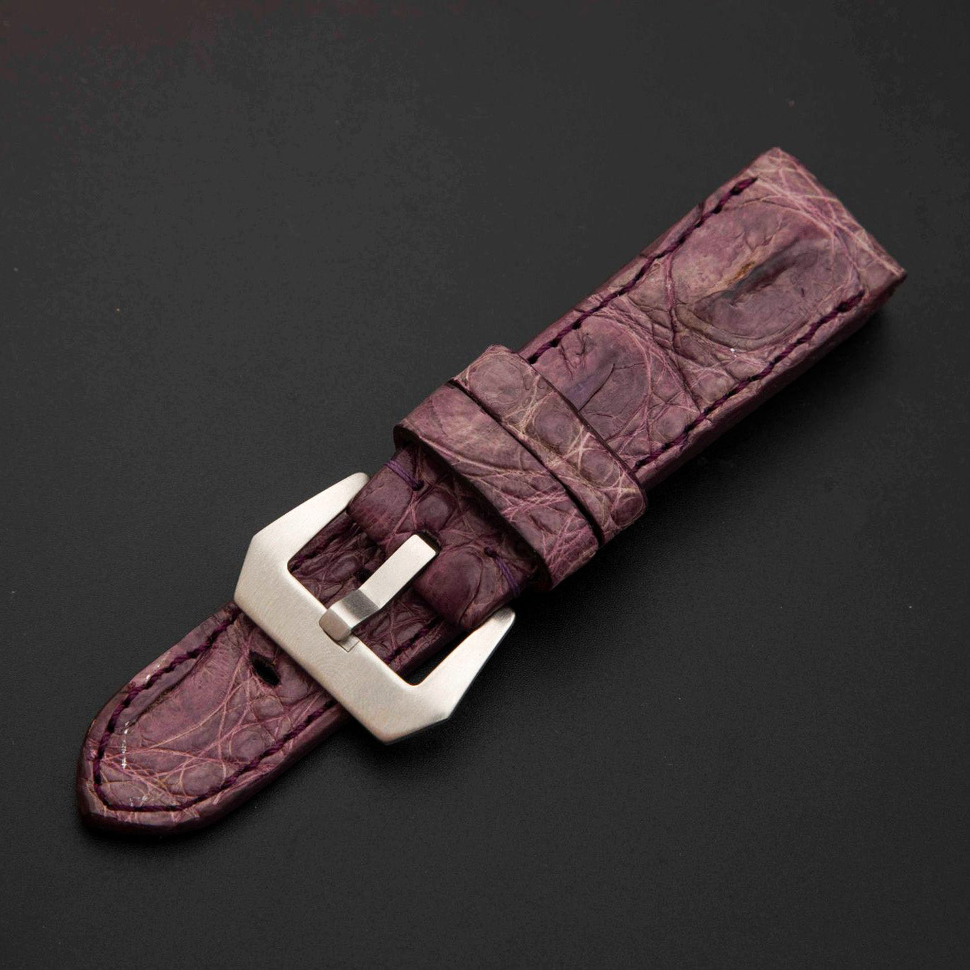 PURPLE CROCODILE HORNBACK LEATHER STRAP