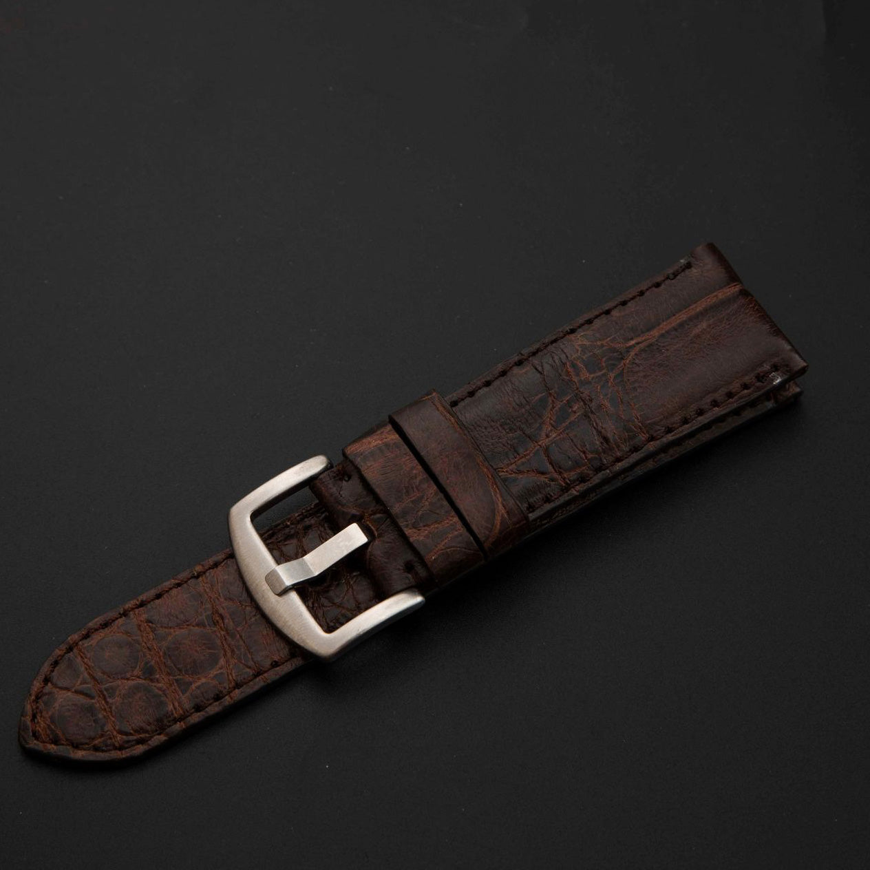 BROWN CROCODILE BELLY LEATHER STRAP