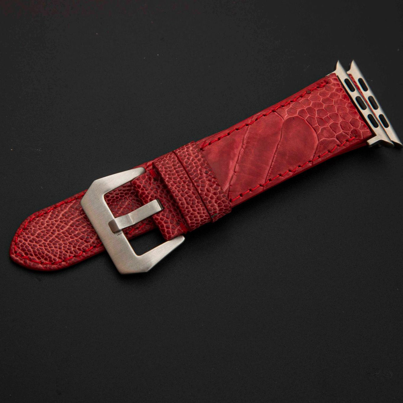 RED OSTRICH LEATHER STRAP