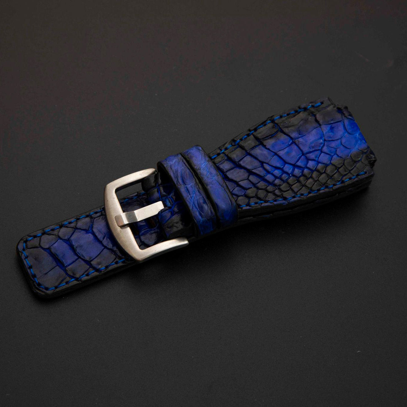 BLACK&BLUE CROCODILE HORNBACK LEATHER STRAP