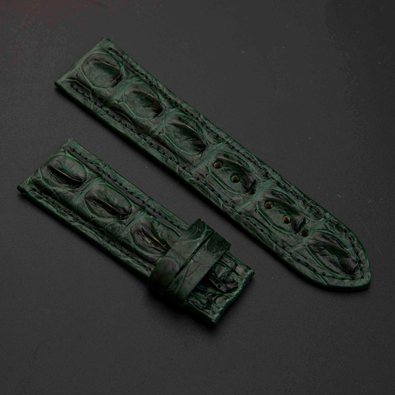 GREEN CROCODILE HORNBACK LEATHER STRAP