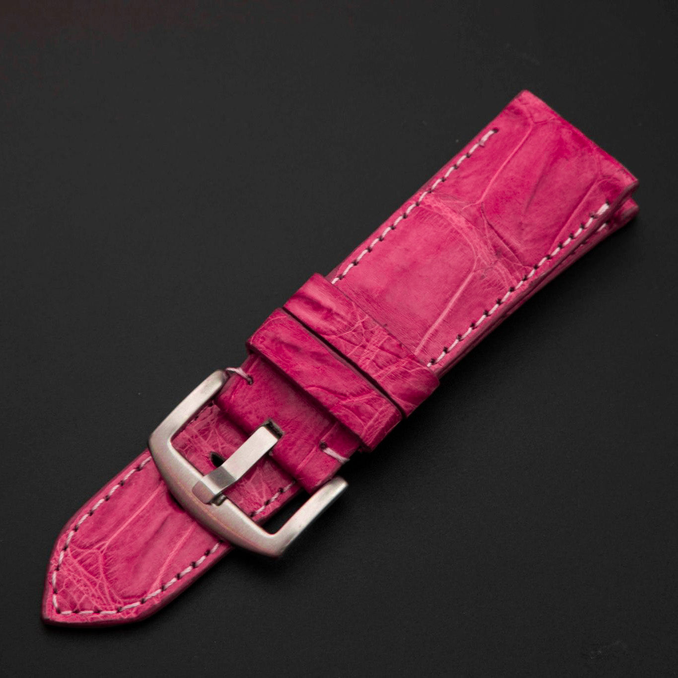 PINK CROCODILE BELLY LEATHER STRAP