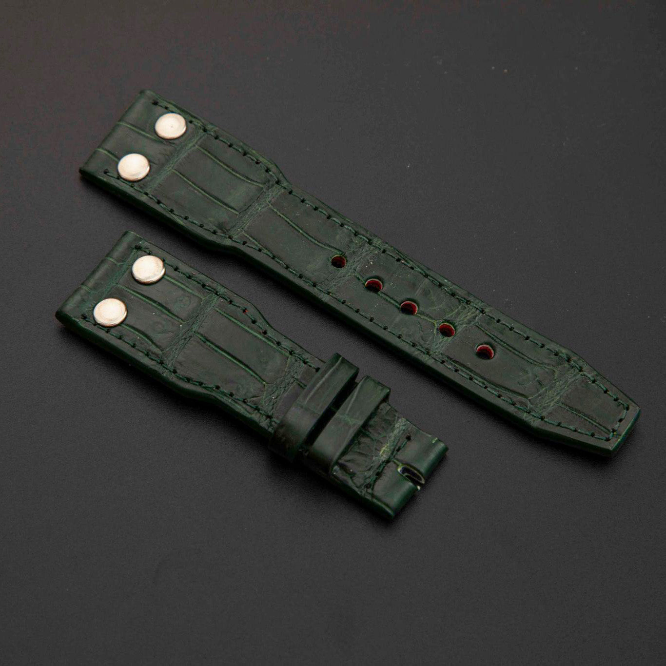 GREEN CROCODILE BELLY LEATHER STRAP
