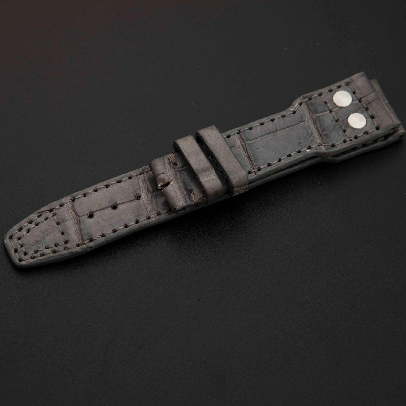 GREY CROCODILE BELLY LEATHER STRAP