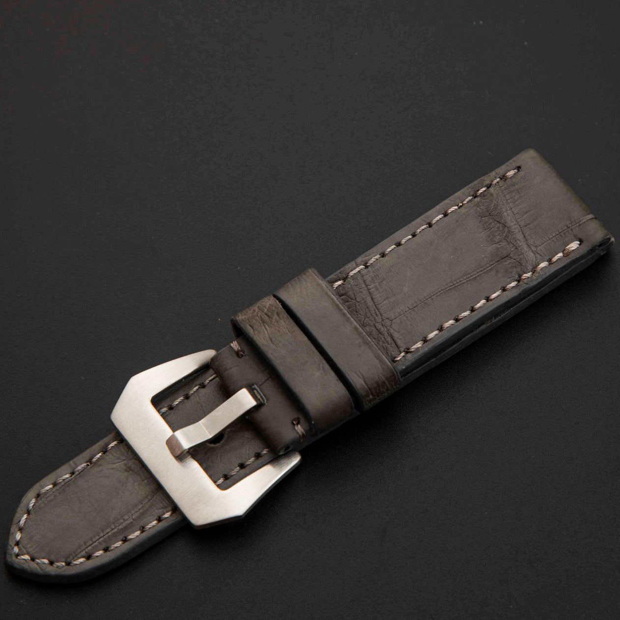 GREY CROCODILE BELLY LEATHER STRAP
