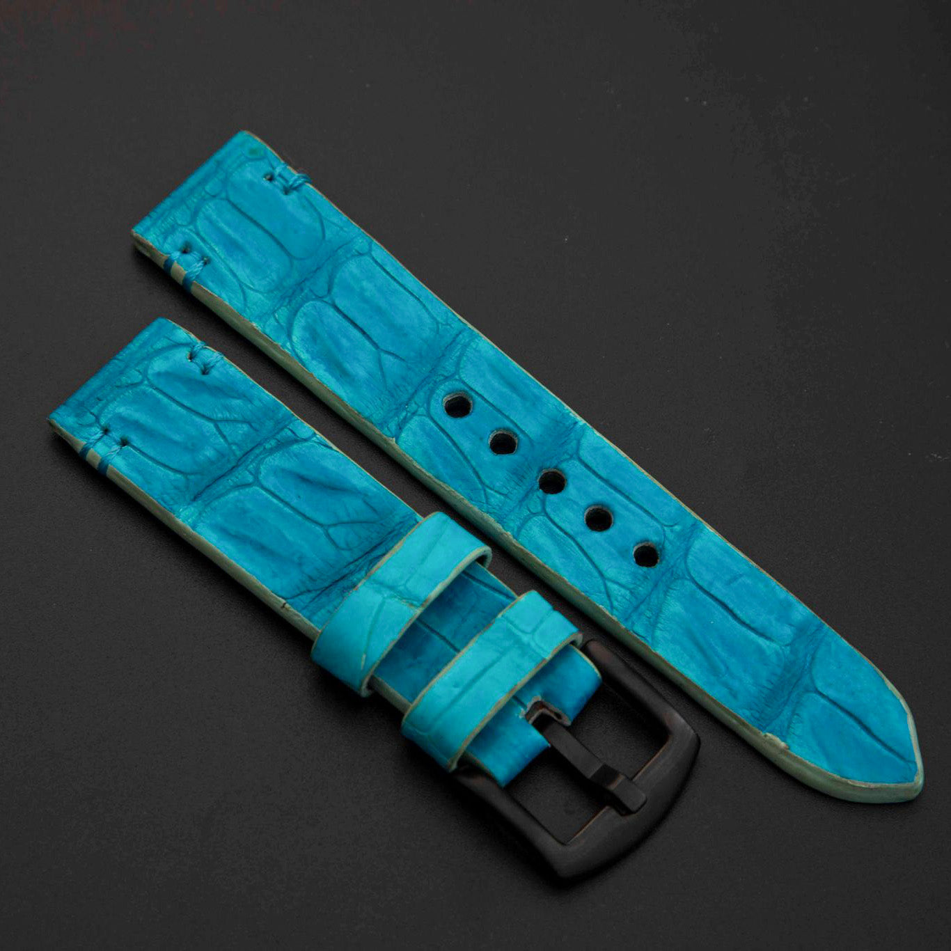 BLUE CROCODILE HORNBACK LEATHER STRAP