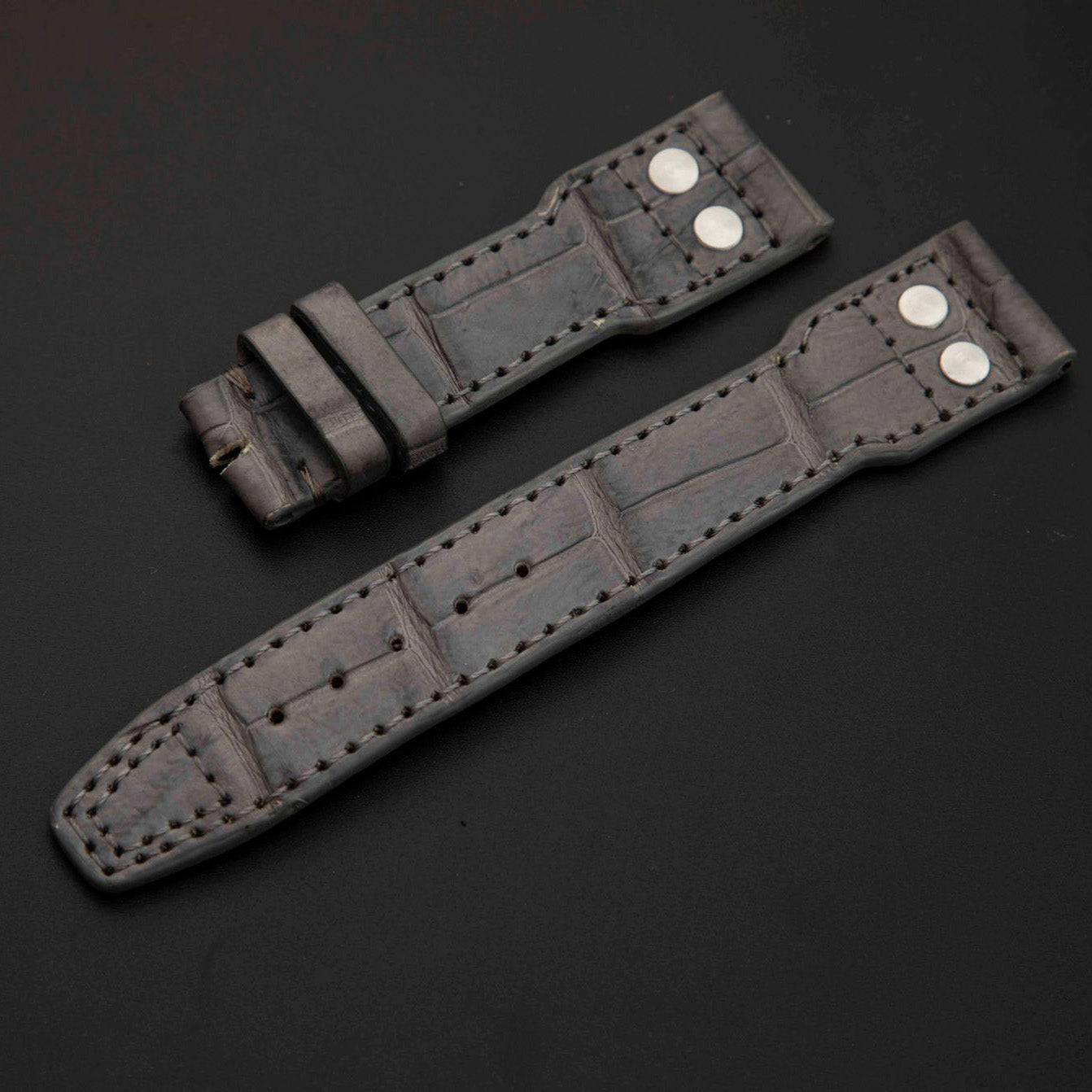 GREY CROCODILE BELLY LEATHER STRAP