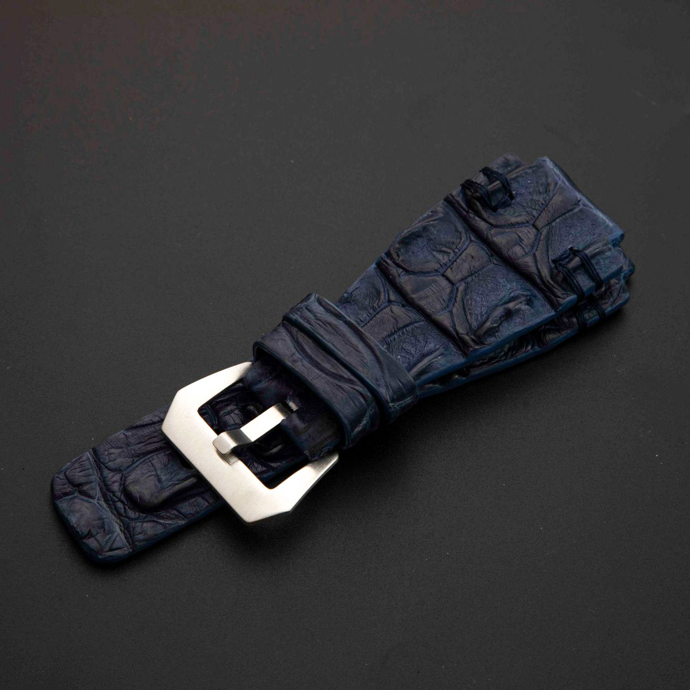 BLUE CROCODILE HORNBACK LEATHER STRAP