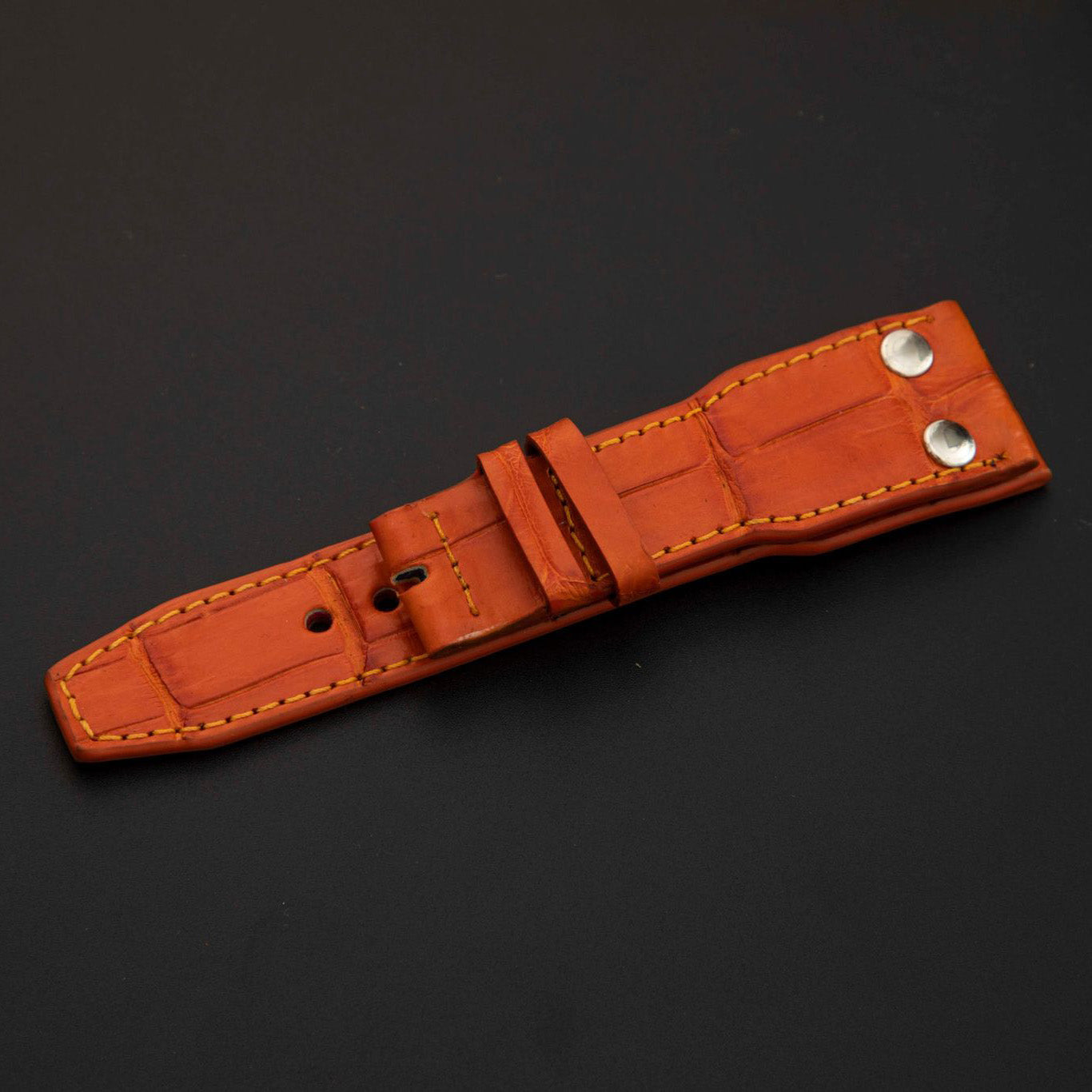 ORANGE CROCODILE BELLY LEATHER STRAP