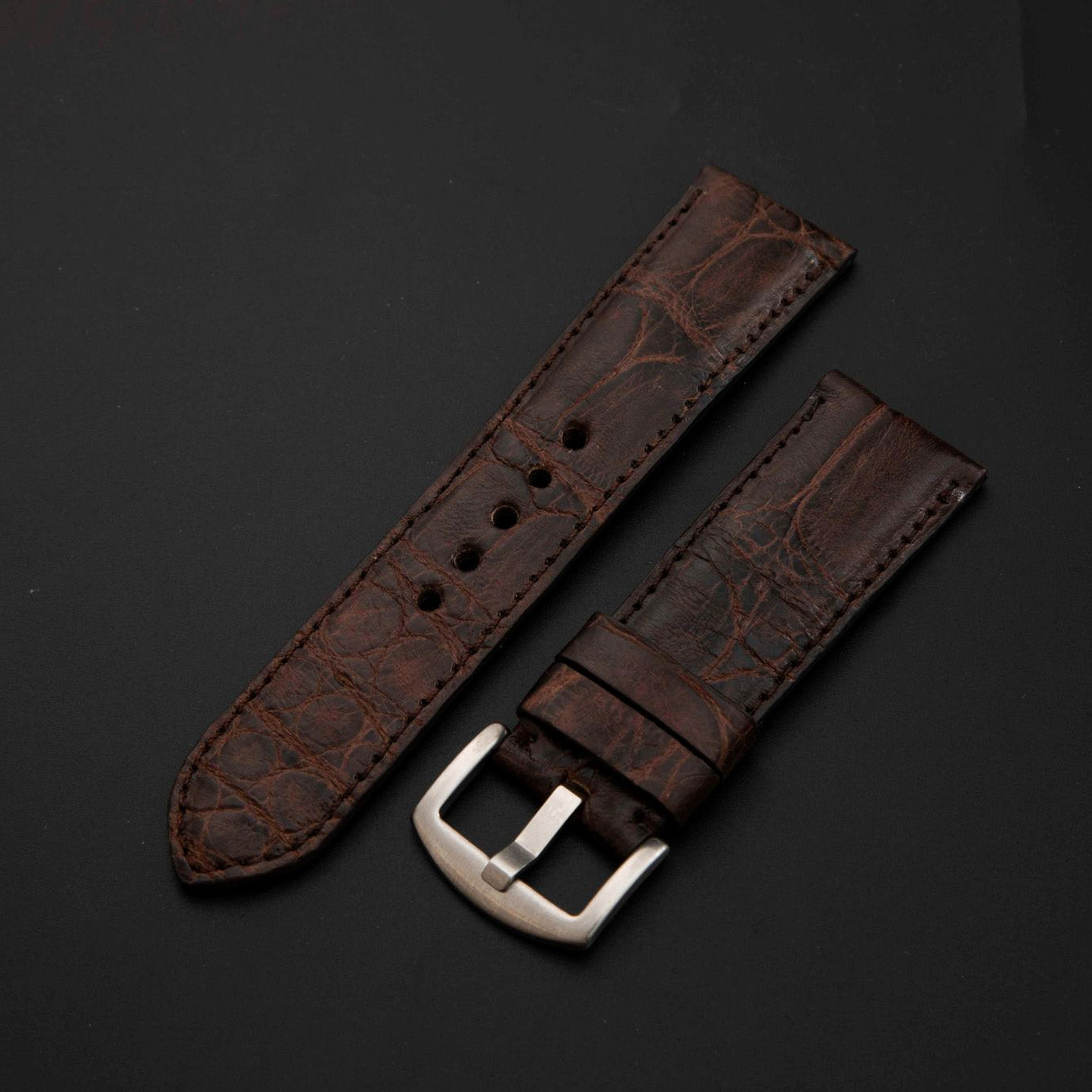 BROWN CROCODILE BELLY LEATHER STRAP