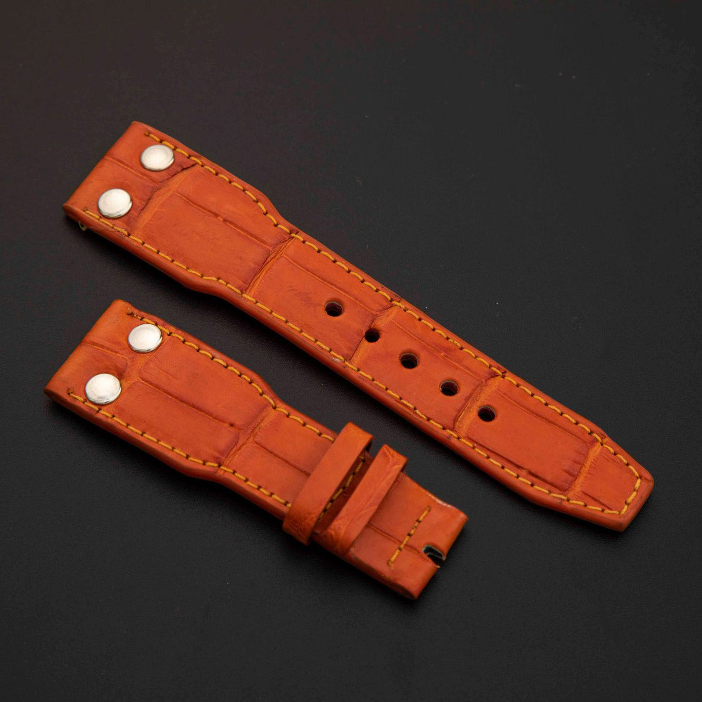 ORANGE CROCODILE BELLY LEATHER STRAP