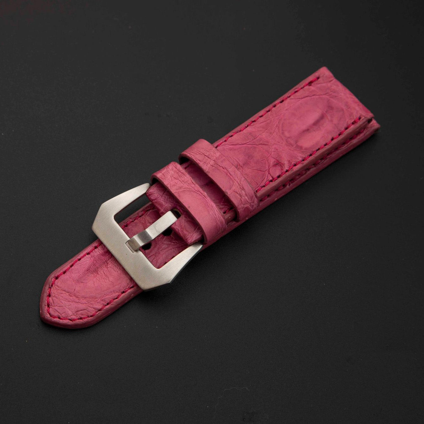 PINK CROCODILE HORNBACK LEATHER STRAP