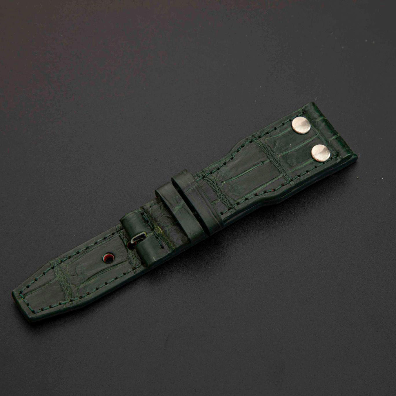 GREEN CROCODILE BELLY LEATHER STRAP
