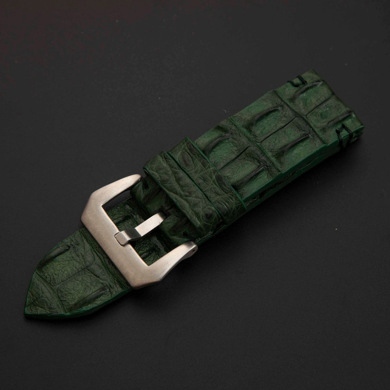 GREEN CROCODILE HORNBACK LEATHER STRAP