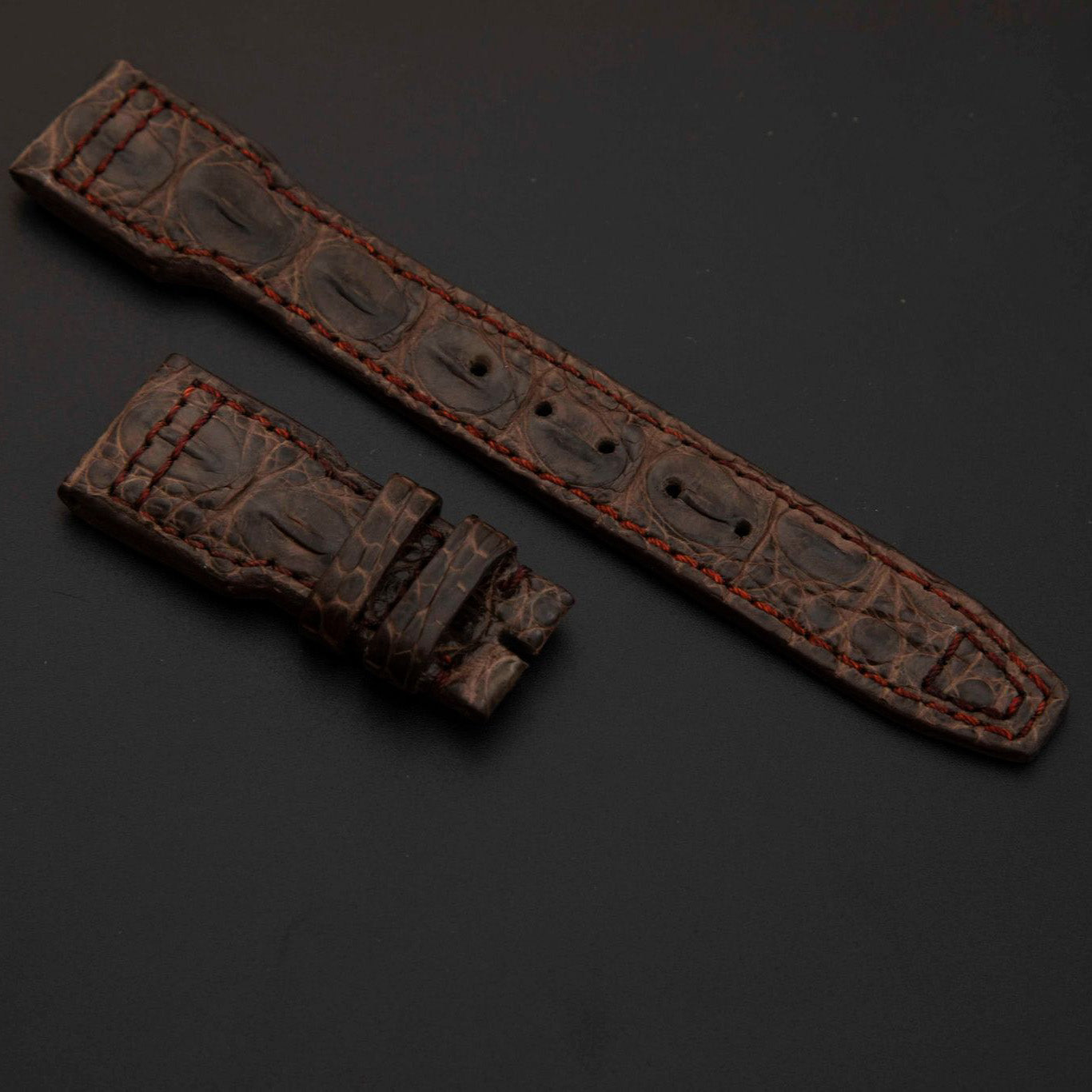 BROWN CROCODILE BELLY LEATHER STRAP