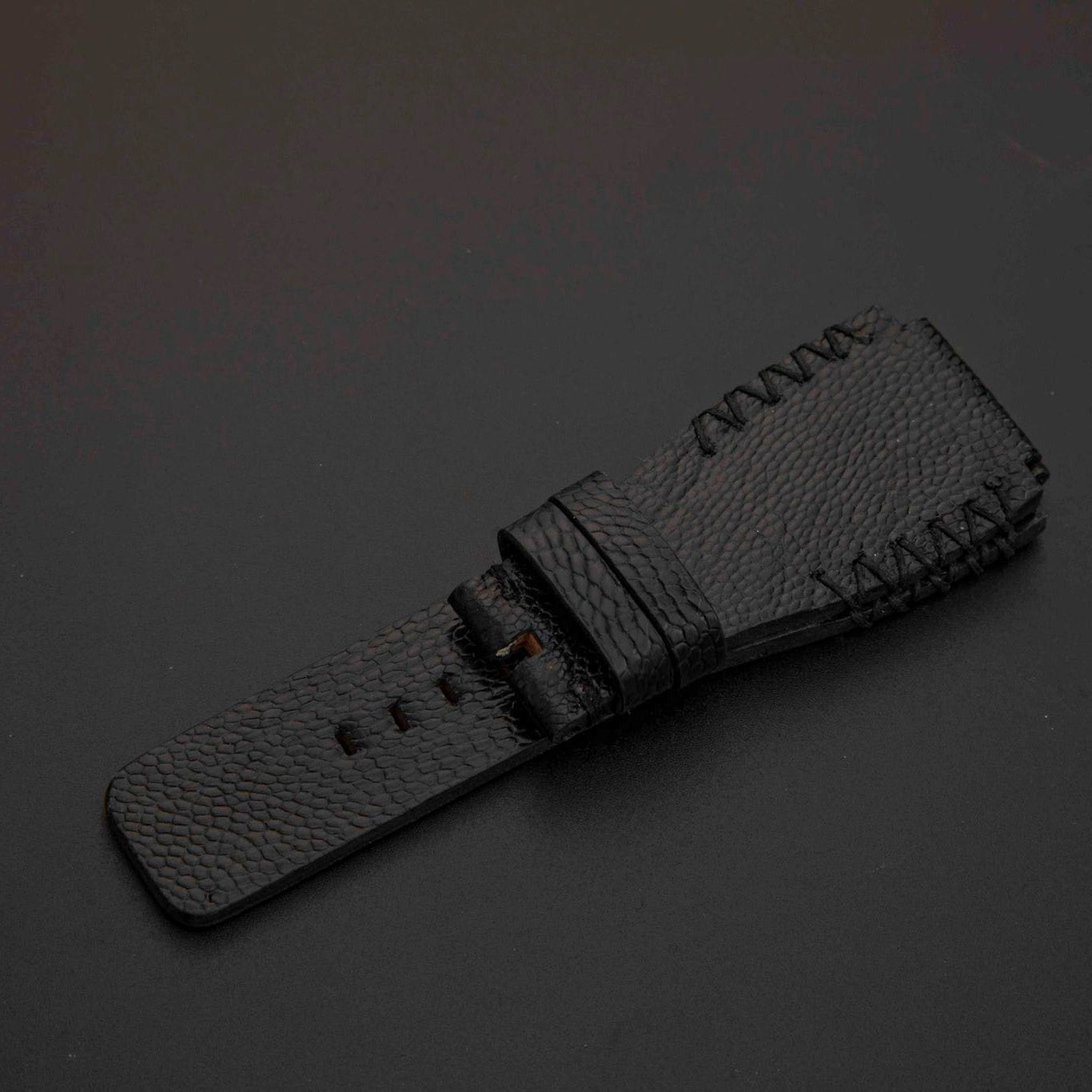BLACK OSTRICH LEATHER STRAP