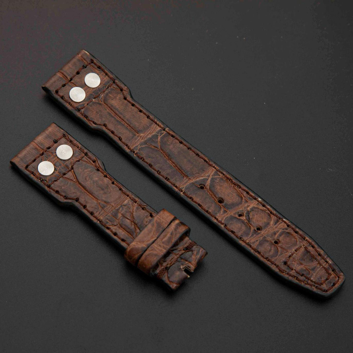 BROWN CROCODILE BELLY LEATHER STRAP
