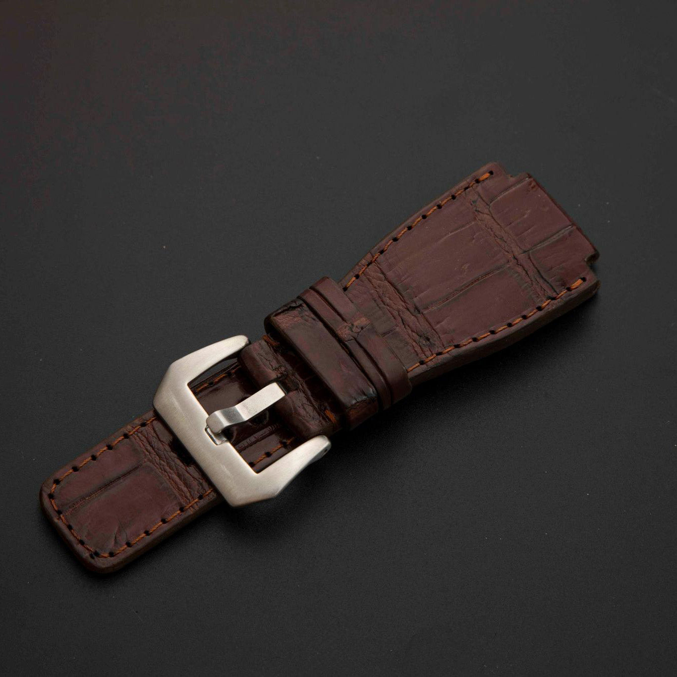 BROWN CROCODILE BELLY LEATHER STRAP