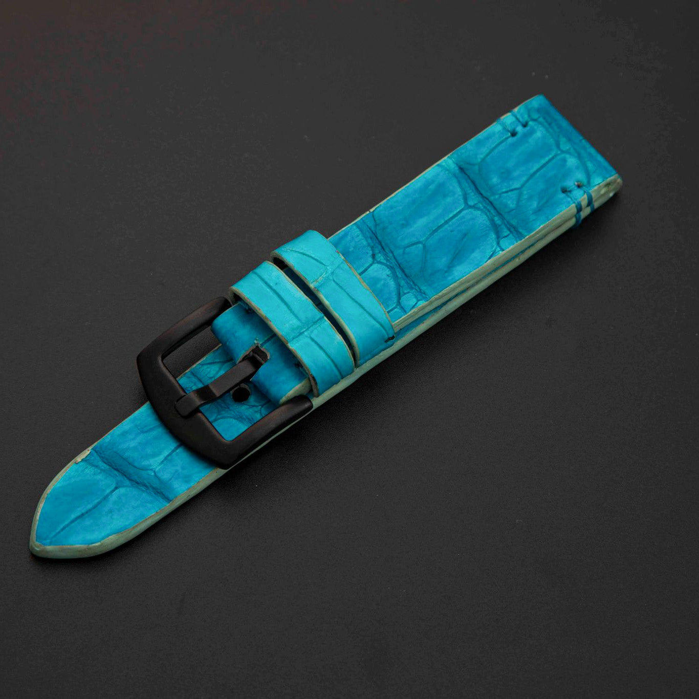 BLUE CROCODILE HORNBACK LEATHER STRAP