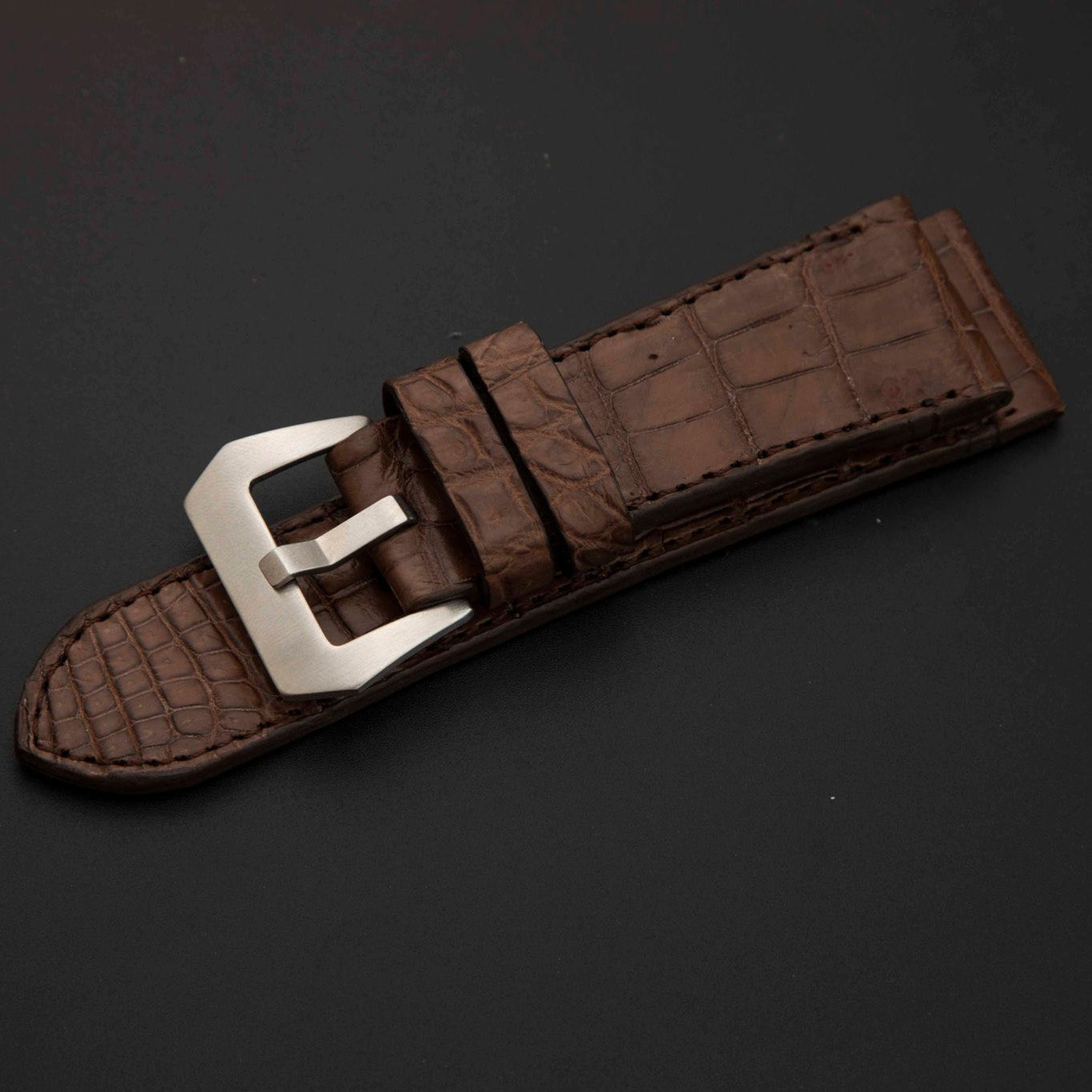 BROWN CROCODILE BELLY LEATHER STRAP