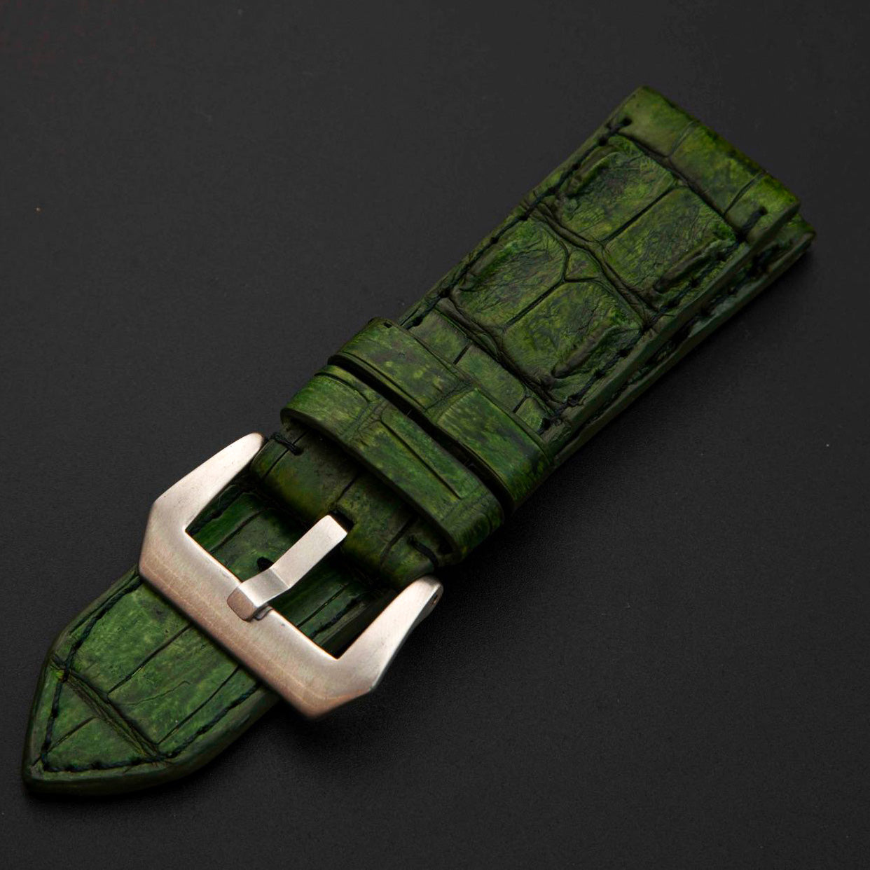 GREEN CROCODILE HORNBACK LEATHER STRAP