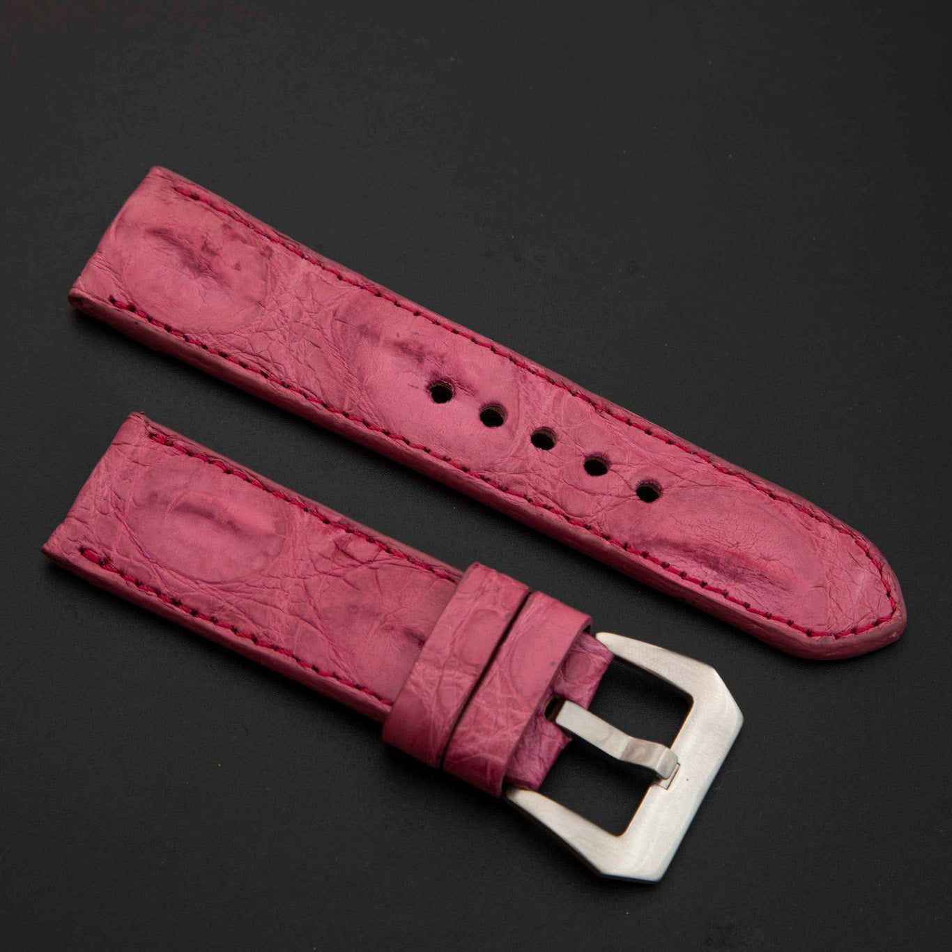 PINK CROCODILE HORNBACK LEATHER STRAP