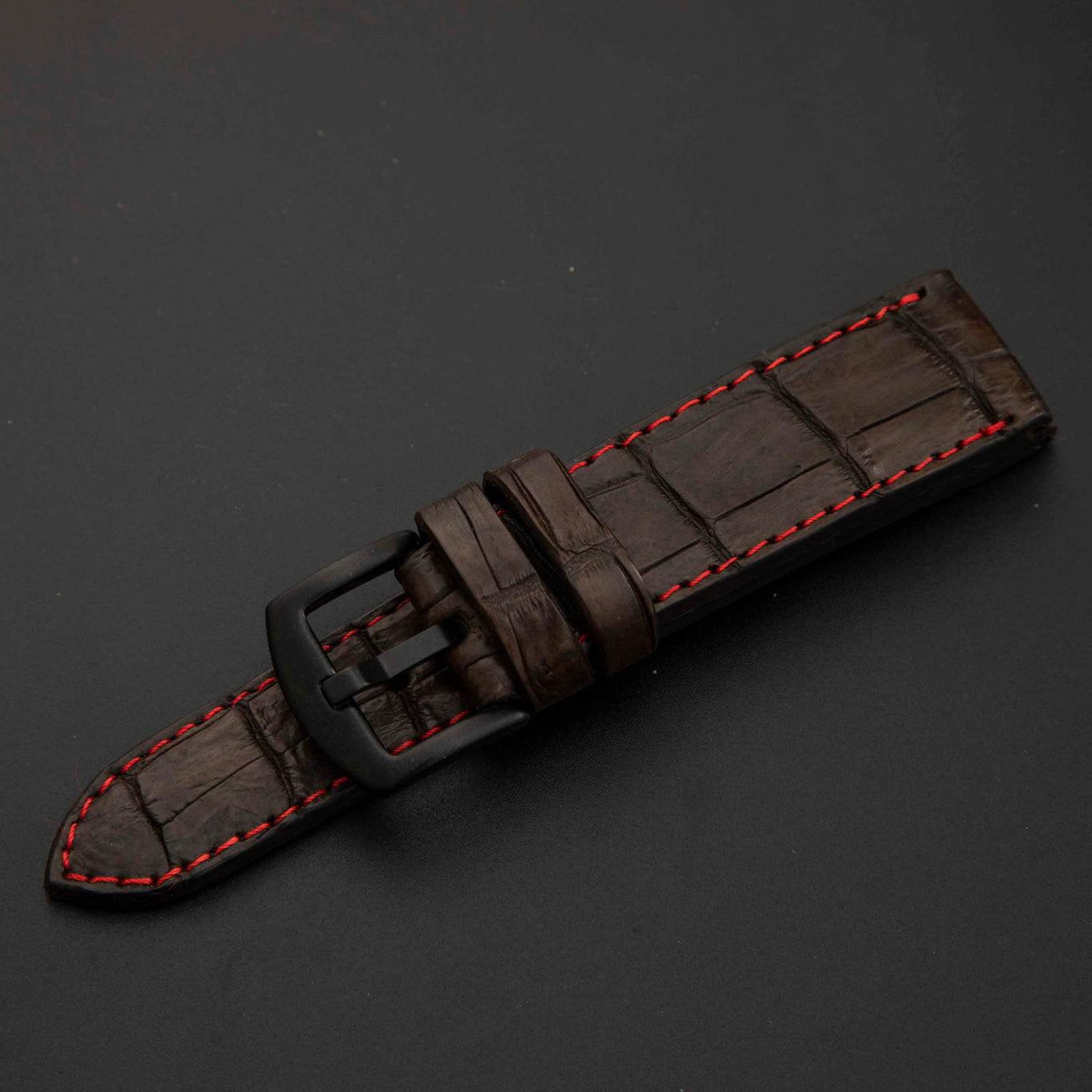 BROWN CROCODILE BELLY LEATHER STRAP