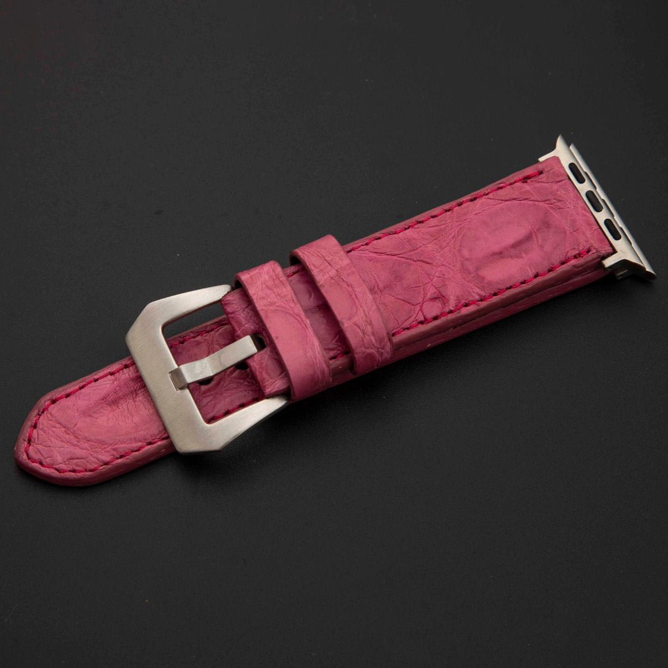PINK CROCODILE HORNBACK LEATHER STRAP