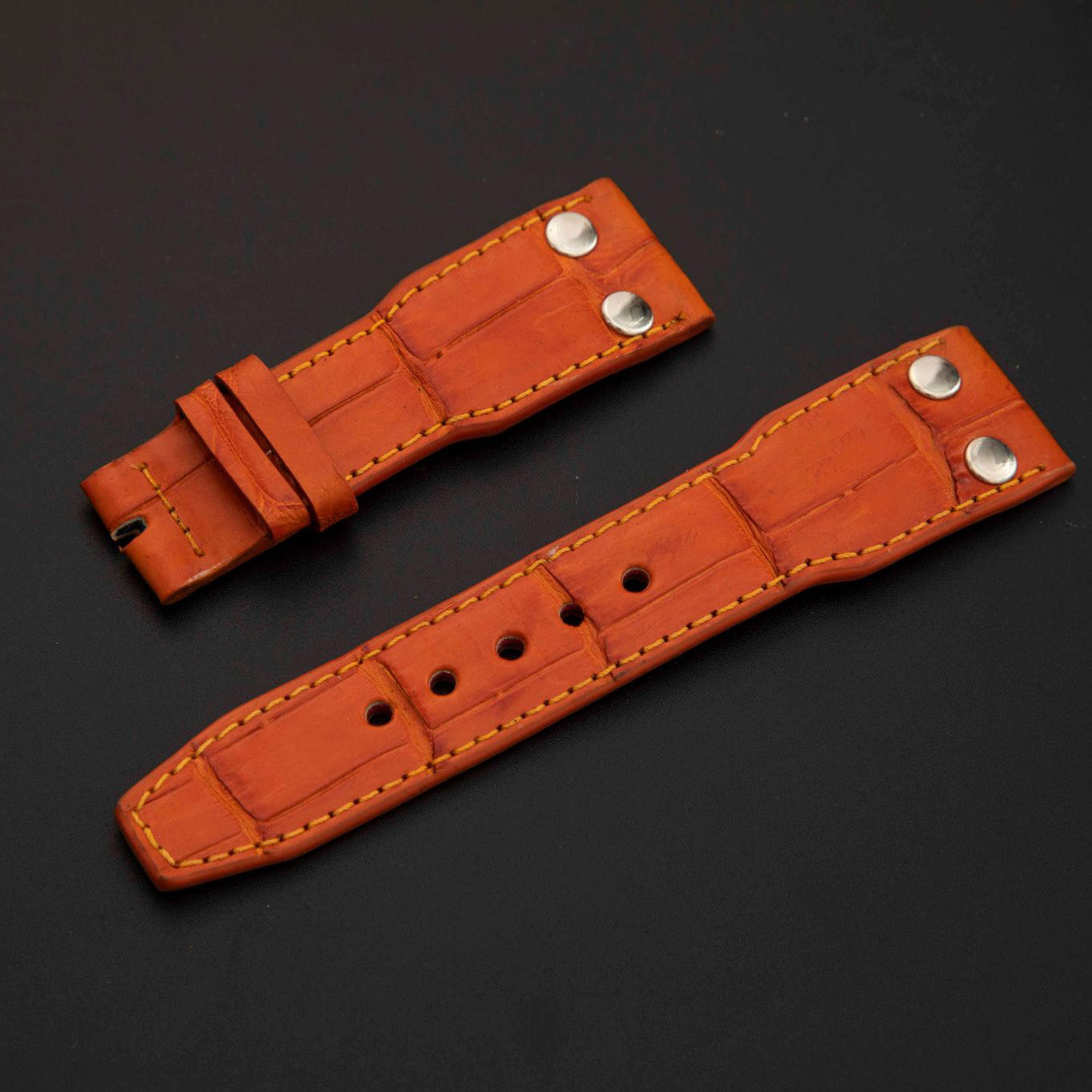 ORANGE CROCODILE BELLY LEATHER STRAP