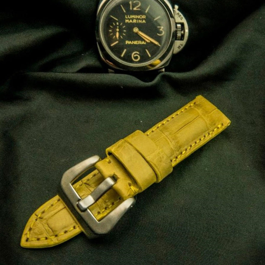 YELLOW CROCODILE BELLY LEATHER STRAP