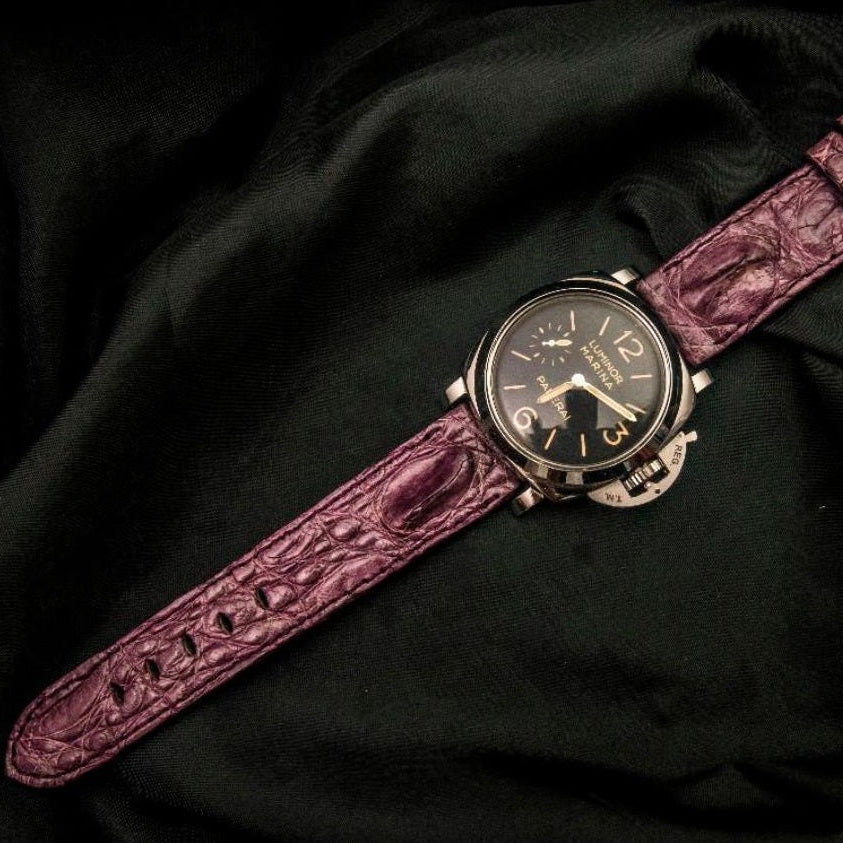 PURPLE CROCODILE HORNBACK LEATHER STRAP