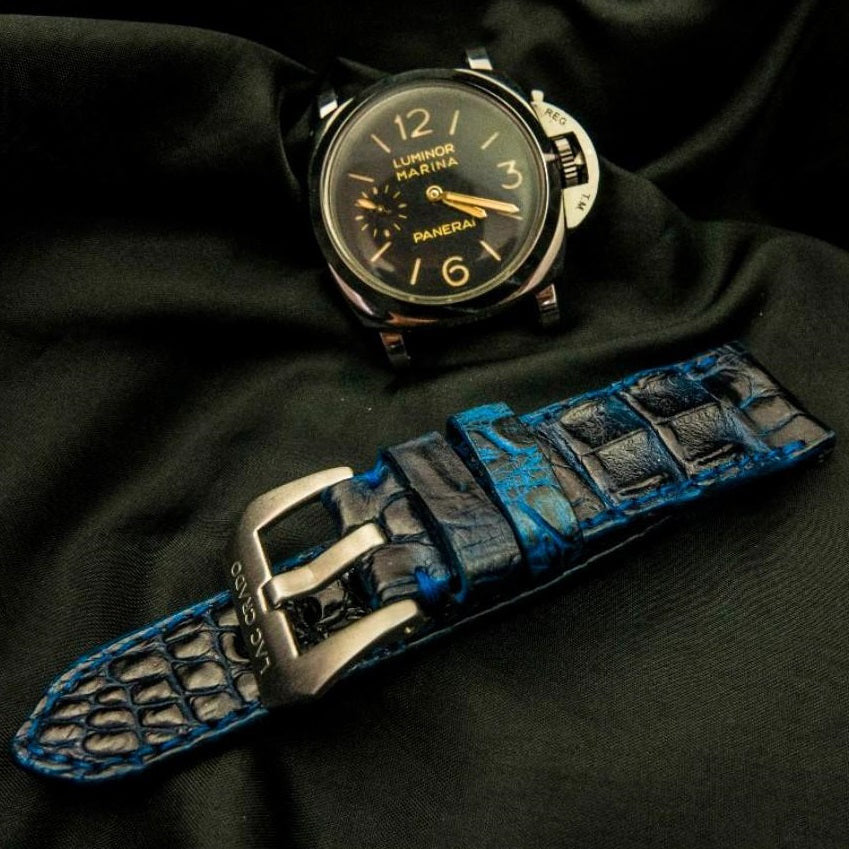BLACK&BLUE CROCODILE HORNBACK LEATHER STRAP
