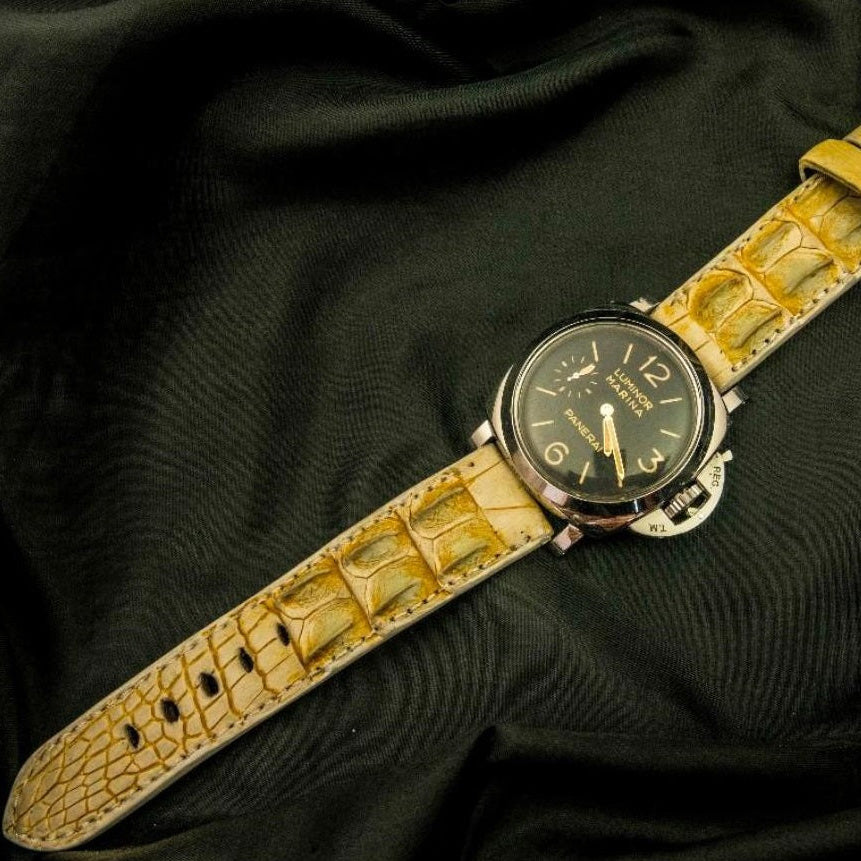 YELLOW CROCODILE HORNBACK LEATHER STRAP