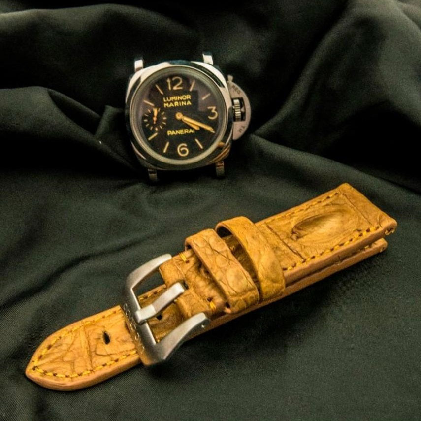 ORANGE CROCODILE HORNBACK LEATHER STRAP